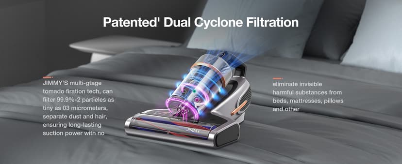 Jimmy BX7 Pro Max Graphene Mattress Vacuum Cleaner with Dust Sensor, Bed Vacuum with UV Light, 550W Powerful 16Kpa Suction Handheld Vacuums Couch Cleaner (Corded)