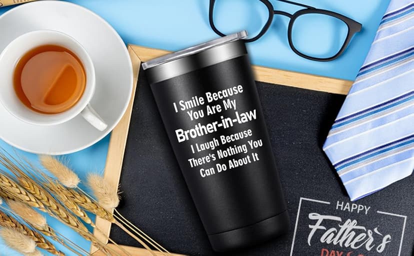 Grifarny Brother in Law Gifts - Brothers in Laws Christmas Gifts - Fathers Day, Birthday Gift for Brother in Law - I Smile Because You're My Brotherinlaw Tumbler Cup 20oz