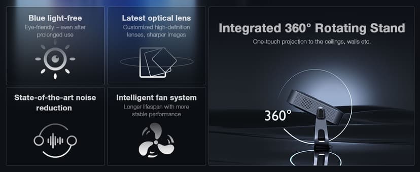 【Thinnest & Netflix-Licensed Projector】Smart Mini Projector with WiFi and Bluetooth, Auto Focus & Keystone Portable Outdoor Projector, VOPLLS Native 1080P 4K Supported Home Movie Projector(black)