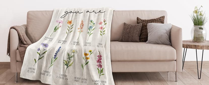 Afterprints Christian Gifts for Women, Christian Blanket with Flowers, Birthday Gifts for Women, Inspirational, Religious Gifts for Sister, Friend, Daughter, Mom, Soft Throw Blankets 50'' x 60''