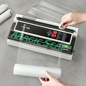 MAGIC SEAL 16'' Commercial Vacuum Sealer Machine, Meat Sealer Vacuum Packing Machine with Double Pump and Auto Cooling System, Sealing and Vacuum Time Control, Compatible with Mylar Bags