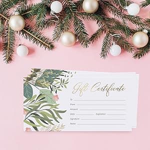Sweetzer & Orange Blank Gift Certificates for Business with Gold Foil- 25 Gift Certificate Cards with Envelopes for Spa, Salon, Restaurants, Custom Client Vouchers for Birthday, Work Card – 3.75x7.5”