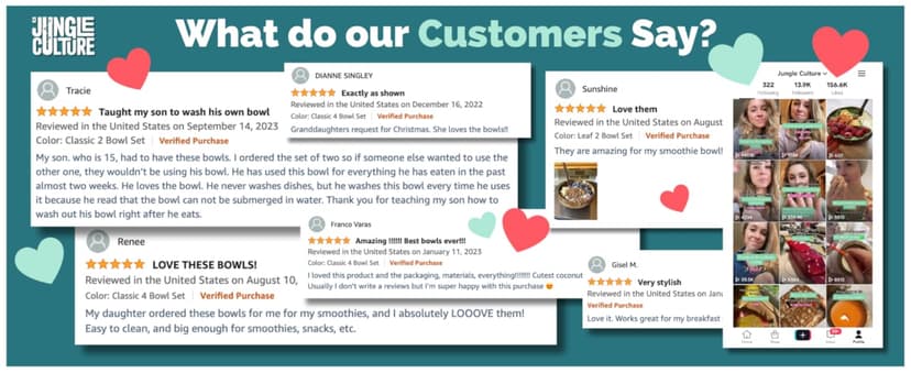 Jungle Culture 2 Polished Coconut Bowl & Wooden Spoons Set with Bamboo Straws • Natural Yoghurt & Smoothie Bowls Ideal for Ninja Creami • Healthy Coco Shell Buddha, Acai • Eco Friendly Vegan Gifts