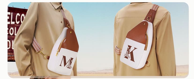 Personalized Crossbody Bag for Women Leather Sling Bags with Initial Letter Chest Bag for Travel, Gift for Mom Wife