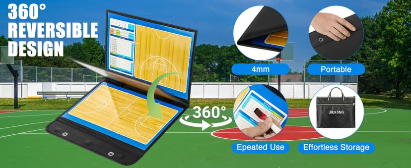 Magnetic Basketball Coaching Board – Portable Dry Erase Whiteboard with Fence Clip, Magnets & Carry Bag, Foldable Basketball Clipboard for Coaches, Ideal Coach Gift