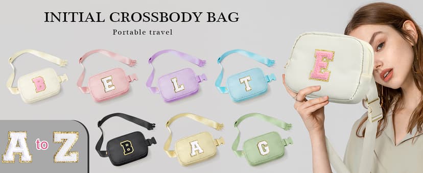 YOOLIFE Birthday Gifts for 3 4 5 6 7 8 9 10 11 12 13 Year Old Girls, Initial Fanny Pack for Girls Crossbody Bag Belt Bag Purse, Beige L