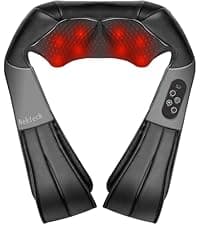 Nekteck Shiatsu Neck Massager for Pain Relief Deep Tissue with Heat, 3D Kneading Massage Pillow Back Shoulder Massagerfor Body Muscle, Plug-in Use for Home Office Car, Gifts for Mom Dad Him Her