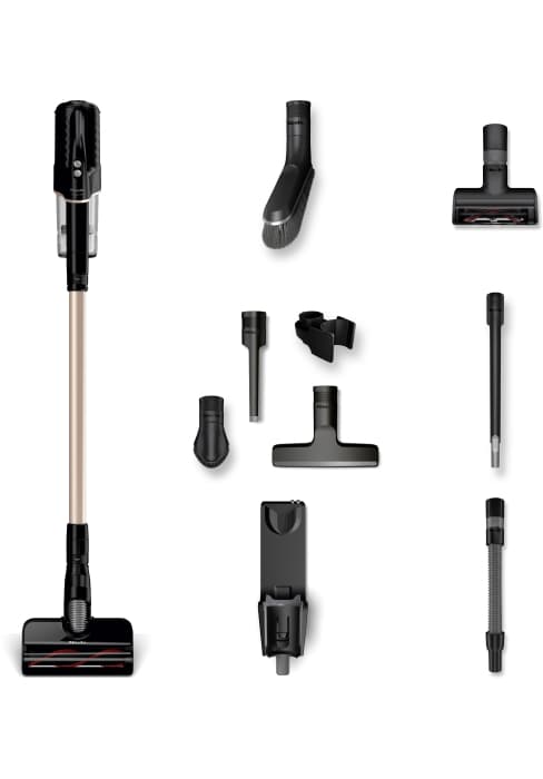 Miele Duoflex Extra Vacuum Cleaner, Cordless and Bagless Multi-Use, Multi-Floor Flexible Stick Vacuum with 2 Attachable Brushes, in Brilliant White / Space Grey