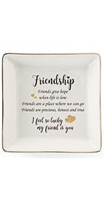 HOME SMILE Ceramic Ring Dish Jewelry Tray for Mom Sister Friends