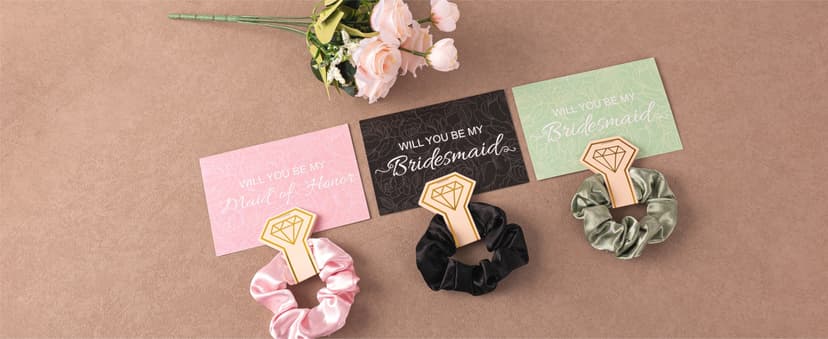 4 Sets Black Bridesmaid Proposal Gifts, Maid of Honor Gift Includes Wedding Gift Box Jewelry Box Makeup Bag Bracelet Foam Flower Invited Card Glasses Cup Hair Tie for Bridal Shower Bachelorette Party