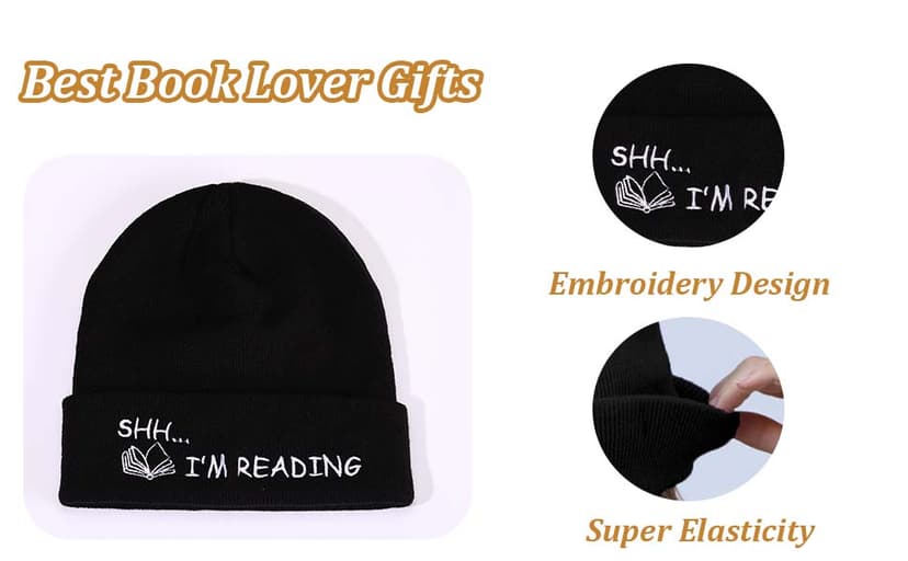 Book Lovers Gifts Hat Beanie for Women Men Reading Embroidered for Readers Bookish Book Club Librarians Bookworms Stuffers