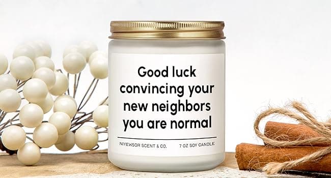 Niyewsor House Warming Gifts, New House/Home Candle, Funny Housewarming Gift for Friends, New Homeowner Gifts, First Apartment Essentials, Moving Away Gift, Handmade, 7oz