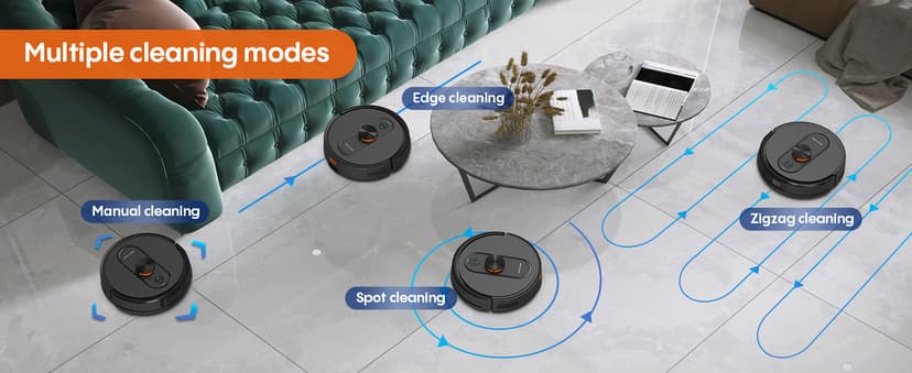 Robot Vacuum and Mop with Self-Emptying, 5000Pa Robotic Vacuum with Mapping, LiDAR Navigation, 90-Day Hands-Free Cleaning, Wi-Fi/App/Alexa Control, No-Go Zones,Ideal for Pet, Hard Floors, Carpet