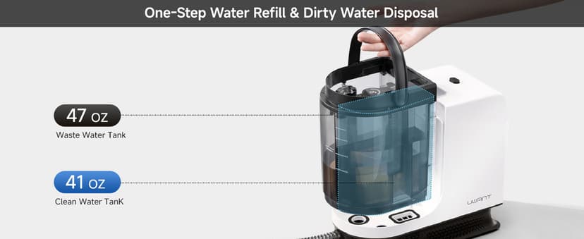 uwant Carpet Cleaner Machine 18Kpa Powerful Suction, Portable Carpet Cleaner for Pet Stains with Cleaning Tools&Solution Self-Cleaning Upholstery Cleaner for Car, Couch, Rug, Spot