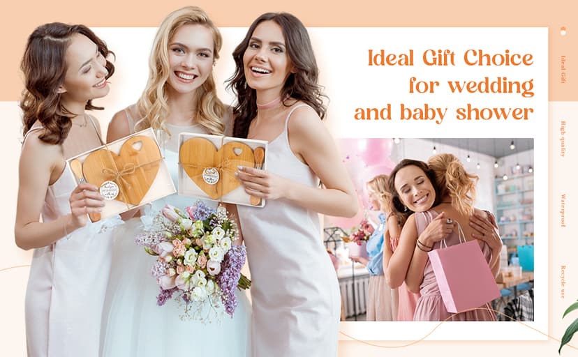 Patelai 12 Set Bridal Shower Favor Heart Cheese Board Cheese Knives Wood Mini Charcuterie Board Thank You Gift Box for Guest Bridal Baby Shower Prize Wedding Birthday Valentines (Acacia Color)