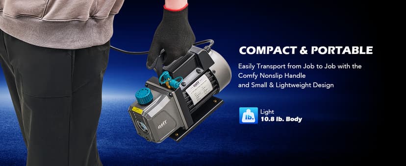 Orion Motor Tech Vacuum Pump, 3.5 cfm 1/4 hp HVAC Single Stage Vacuum Pump for R12 R22 R134a R410a R502, Auto AC Vacuum Pump Kit for Automotive Air Conditioner Resin Degassing & More, Oil Included