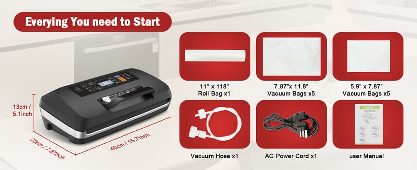 95kpa Vacuum Sealer Machine, Updated 2025 Commercial Fully Automatic Food Sealer, 10-in-1Functions & Powerful Sealing System with Double Heat Seal, Easy-Lock Handle, Built-inCutter and Bag Storage