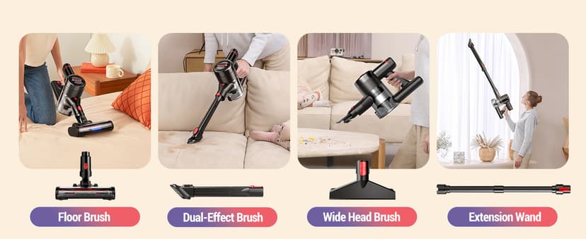 Cordless Vacuum Cleaner, 450W/40Kpa Stick Vacuum with Powerful Suction, 50Min Vacuum Cleaner for Home, Anti-tangle and 1L Dust Cup, 8 in 1 Lightweight Vacuum for Hardwood Floor Carpet Pet Hair