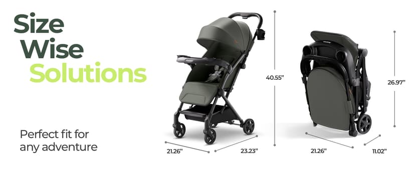 Mompush Lithe V2 Lightweight Travel Stroller, Compact Foldable Baby Stroller with Travel Bag, One-Hand Fold Stroller, Snack Tray, Mechanical Recline Seat, Airplane-Ready, Organizer & Rain Cover