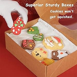 Festive Christmas Treat Boxes - 24 Pack, 8.25x6x2.75in, Brown, Rectangular, Flip Top Lids, Durable & Reusable, Perfect for Baked Goods & Gifts
