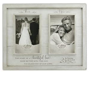 Then & Now 50th Anniversary Photo Frame, Wedding, Engagement, & Vow Renewal Couples Gift, Wooden Picture Frames with Sentimental Quote, 12-Inch x 9.5-Inch, Rustic Woodgrain, by Abbey & CA Gift