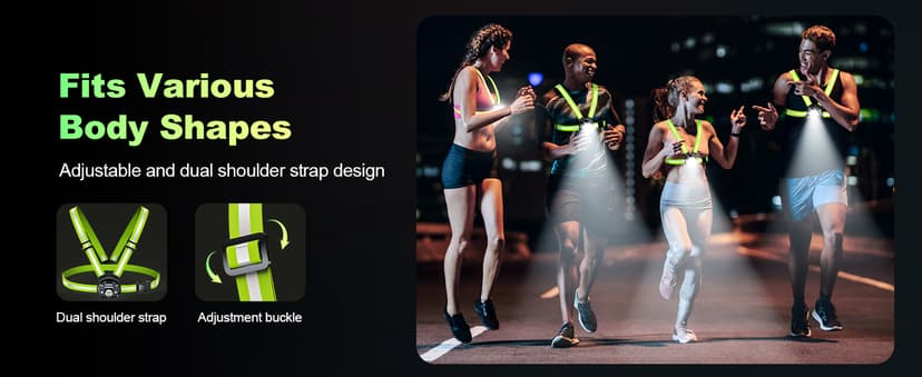 Running Lights for Runners, 500 Lumens Running Light with 45° Adjustable Tilt, 360° Reflective Vest & IPX4 Waterproof Rechargeable Light Up Gear for Night Walking/Cycling/Jogging/Hiking