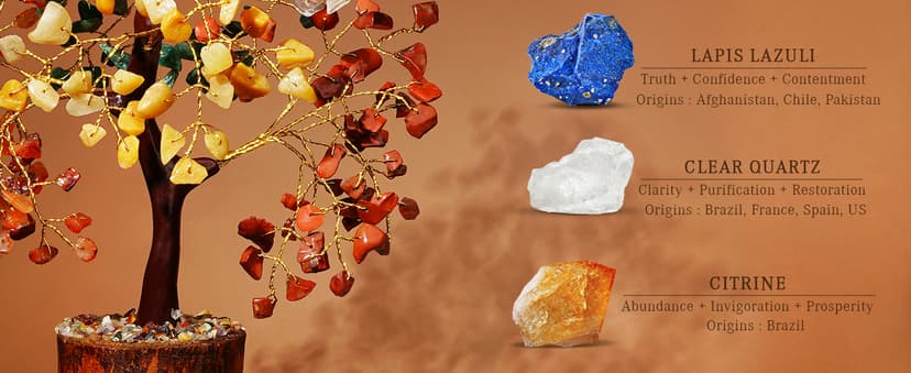 Crystal Tree of Life 7 Chakra Healing Crystal Trees for Home Decor, Office Desk Decor, Boho Decor, Handmade Bonsai Trees for Positive Energy, Money, Good Luck Birthday Gifts for Women, Mom