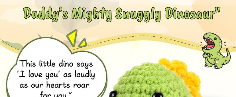 OCCdesign Mini Christmas Birthday Gifts for Dad from Daughter Son RAWR I Love You Daddy Handmade Crochet Cute Small Dinosaur for Daddy Dad Bonus Step Father in Law New Father