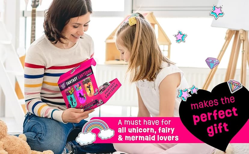 Light-up Unicorn Fairy & Mermaid Lanterns Craft Kit – Christmas Gifts for 8 9 10 11 12 Year Old Girls - Creative Art Girl Toys 8-10 Years Old and Up - Craft Kits for Girls Ages 8-12 - Tween Gift Ideas