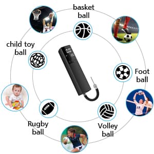 Pumteck Electric Ball Pump, Smart Air Pump Portable Fast Ball Inflation with Precise Pressure Gauge and Digital LCD Display for Football Basketball Volleyball Football (2 Pin and 1 Spout)