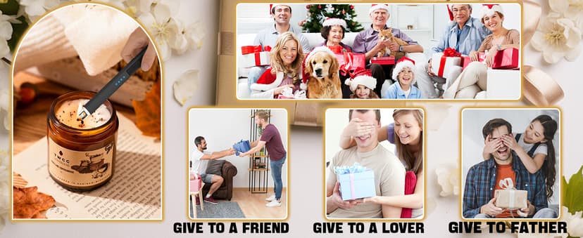 MEIRUBY Electric Candle Lighter, Christmas Stocking Stuffers Gifts for Women Mom Men Wife Sister, USB Arc Rechargeable Windproof Long Lighter for Candle BBQ Housewarming Birthday Gifts Idals