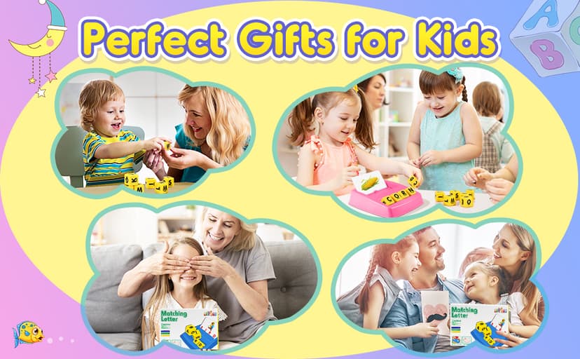 Learning Games for Kids Ages 3-8, Matching Letter Game for Kids Toys Ages 3-8 Educational Toys for 3-8 Year Olds Boys Girls Birthday Party Gifts for 3-8 Year Olds Boys Girls Blue