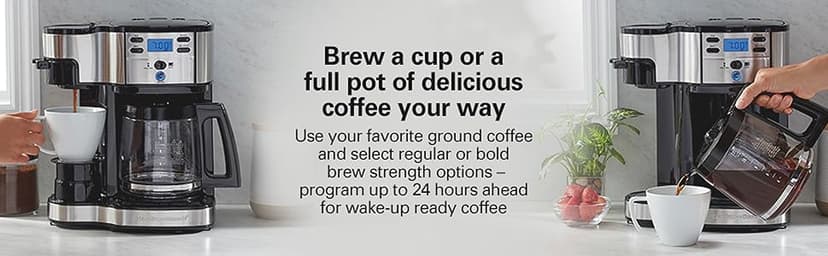 Hamilton Beach 2-Way 12 Cup Programmable Drip Coffee Maker & Single Serve Machine, Glass Carafe, Auto Pause and Pour, Black (49980R)