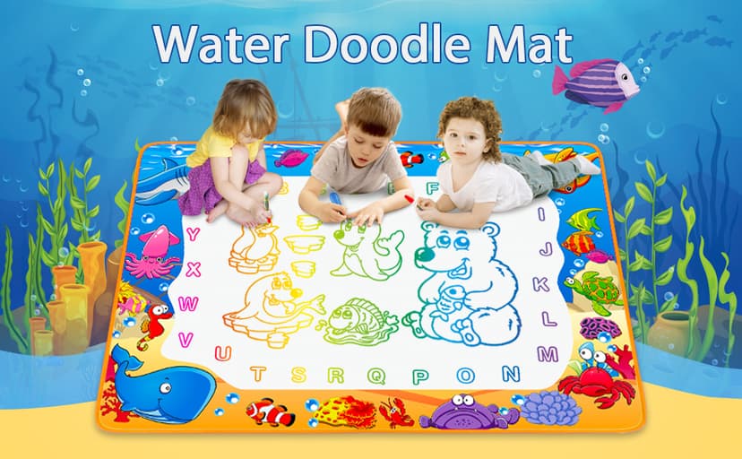 Water Doodle Mat - Kids Painting Writing Color Doodle Drawing Mat Toy Bring Magic Pens Educational Toys for Age 2 3 4 5 6 7 Year Old Girls Boys Age Toddler Gift