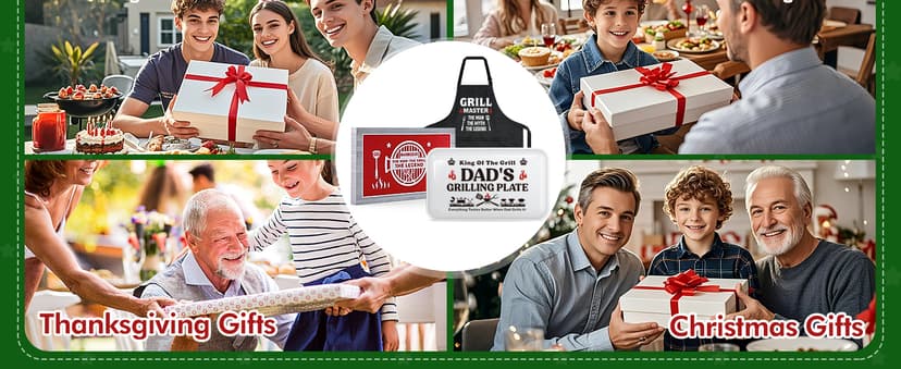Dad Christmas Birthday Gifts,Best Dad Ever Gifts from Daughter Son,Funny BBQ Grilling Platter with Apron Sets Thanksgiving Xmas White Elephant Present for Bonus Step New First Daddy Father Papa