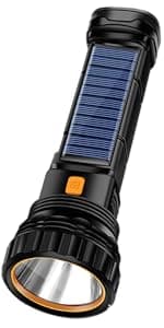 Solar/Rechargeable Multi Function 1000 Lumens LED Flashlight, with Emergency Strobe Light and 1200 Mah Battery, Emergency Power Supply and USB Charging Cable, Fast Charging (1PC)