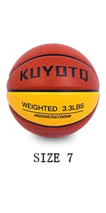 KUYOTQ 3LBS/3.3LBS/2.2LBS/ 29.5/28.5" Weighted Basketball Composite Indoor Outdoor Heavy Trainer Basketball for Improving Ball Handling Dribbling Passing and Rebounding Skill (deflated, Size 7/6)