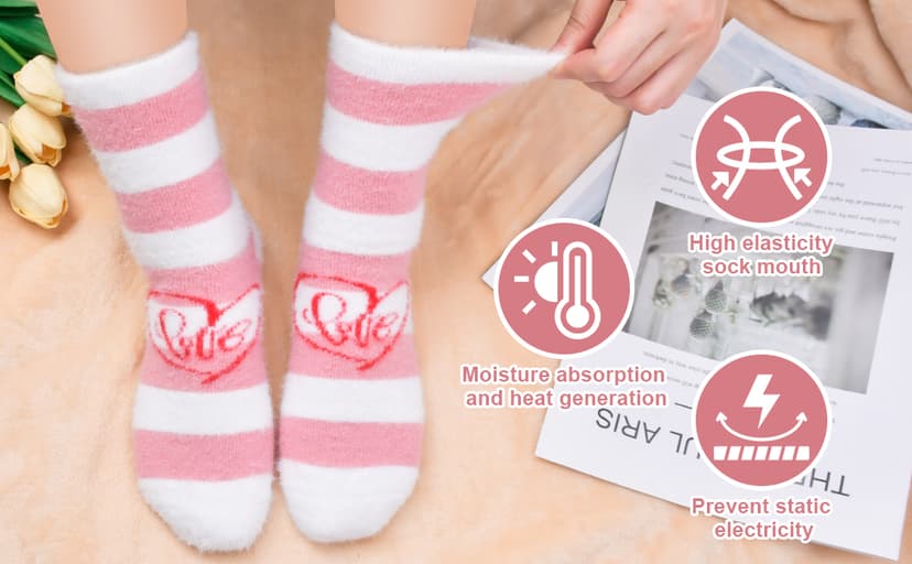 FilmHOO Fuzzy Socks for Women Cozy Fluffy Warm Socks Birthday Christmas Gifts for Women Mom Valentines Day Gifts for Her