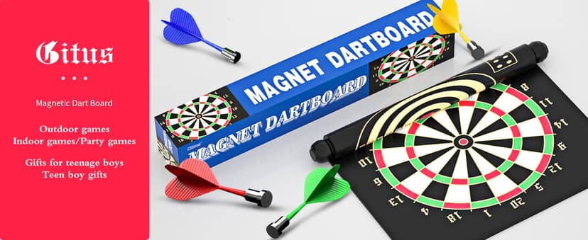 Gitus Magnetic Dart Board Indoor Outdoor Games for Kids with 12 Darts, Gifts for Teenage Boys Teen Boys Gifts Ideas Toys Gifts for 8 9 10 11 12 13 Year Old Boy Game Room Decor