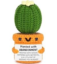 Funny Retirement Gift for Woman Men, Coworker Farewell Leaving Going Away Goodbye Gift for Women Coworker Boss Friend Teacher, Moving Away Off to College, Crochet Abandonment Cactus Decroration Card