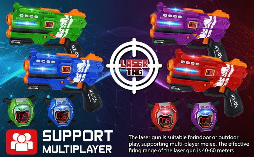 Laser Tag Guns Set of 4 Laser Tag Guns with Digital LED Score Display Vests,Gifts for Teens and Adults Boys & Girls,Adults and Family Fun,Gift for Kids Ages 8 9 10 11 12+Year Old Boy