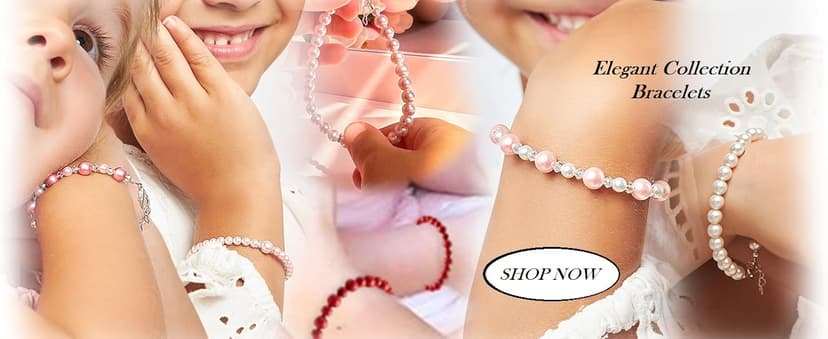 Baby Crystals Pearl Bracelets for Girls, Sterling Silver Cross Charm, Baptism Gifts for Girl, Baby Bracelet with Simulated White Pearls and Crystals, Girls Jewelry Birthday Gift