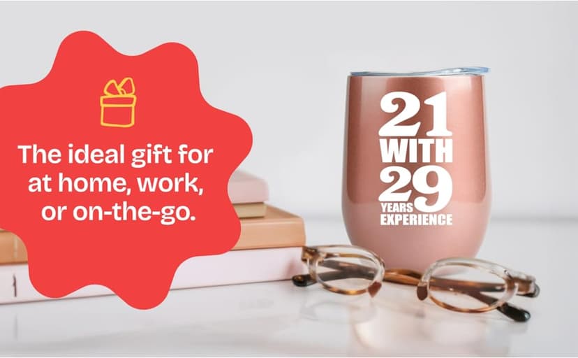 KLUBI 50th Birthday Gifts for Women Funny - 12 Ounce 21 with 29 years Experience Wine Glass 50th Birthday Gifts for Her, 50 Year Old Gift, 1975 Birthday Gifts For Women Turning 50