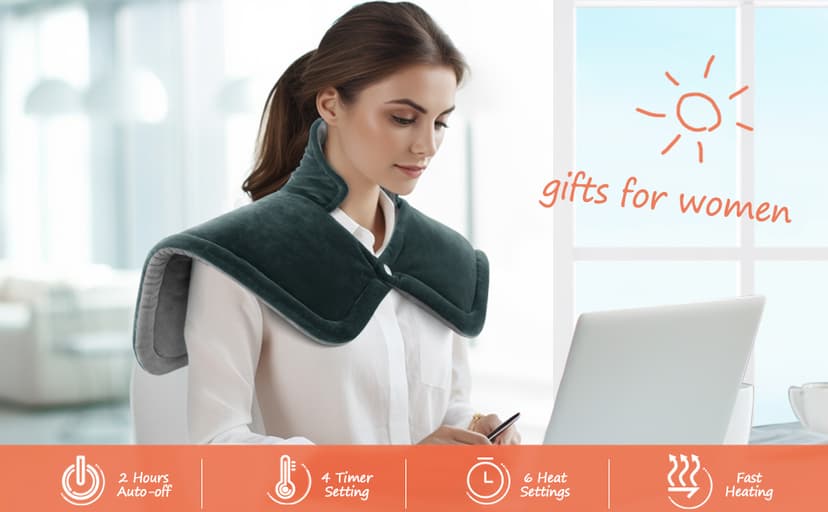 Neck Heating Pad Gifts for Dad, Men, XL Weighted Shoulder Heat Pad, Back Pain Relief Heat Pads, Gifts for Mom, Women and Christmas, Birthday, Mother's Day, Fathers Day Warm Gifts, 23'' x 17''