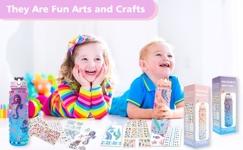 muyurra Christmas Gift for Girls Decorate Your Own Water Bottle Kits for Girls Age 4-12, Girl Water Bottle DIY Arts and Crafts Kits Supplies Christmas Birthday Gifts for Girl 4 5 6 7 8 9 10 Year Old