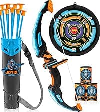 JOYIN Kids Bow and Arrow Set, LED Light Up Archery Toy Set with 9 Suction Cup Arrows, Target & Arrow Case, Indoor and Outdoor Hunting Play Gift Toys for Kids, Boys & Girls Ages 6-12