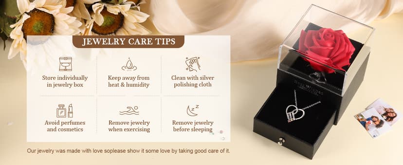 Jeweidea Personalized Heart Necklace with 2-6 Simulated Birthstones Custom Name Mother Daughter Chain Pendant for Women Mom Birthday