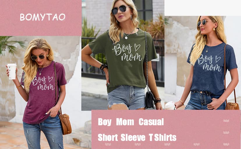 Boy Mom Shirt for Women Mom Shirts Mother Gifts T Shirt Mom of Boys Funny Tops Tees