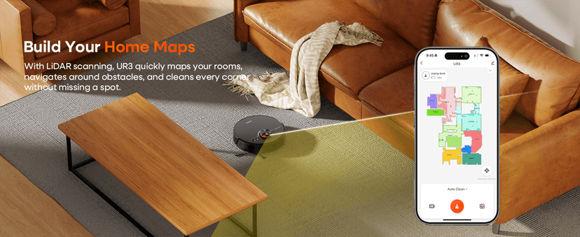 Robot Vacuum and Mop Combo,Lidar Navigation Robotic Vacuum Cleaner with 3.5L Self Emptying Station,5000Pa Vacuum Robot,180mins Runtime,No-Go&No-Mop Zones,App/Alexa/Remote Control,UR3