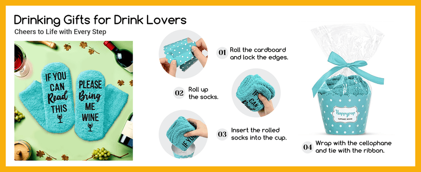 HAPPYPOP Funny Gifts for Women Men - Boba Tea Taco Gifts for Her, Bourbon Coffee Socks